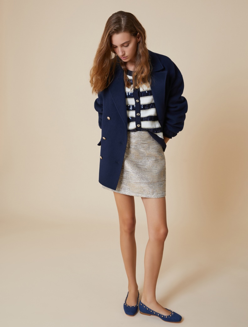 Double-faced wool pea coat - NAVY - pennyblack