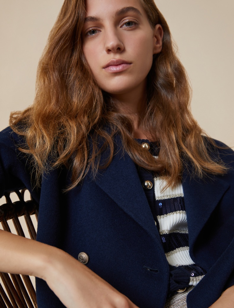 Double-faced wool pea coat - NAVY - pennyblack