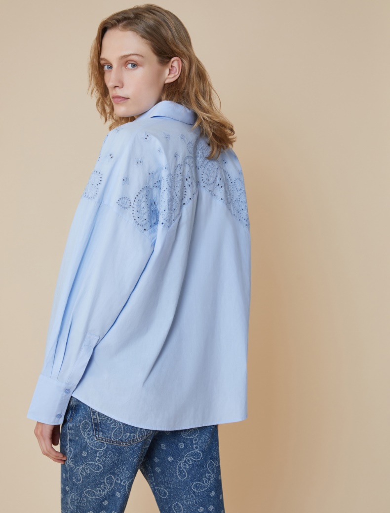 Embroidered poplin shirt - LIGHT BLUE - pennyblack