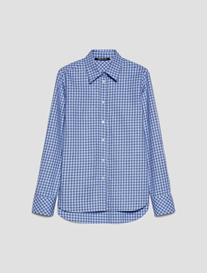 Cotton shirt with microstud detail - DEEP BLUE - pennyblack