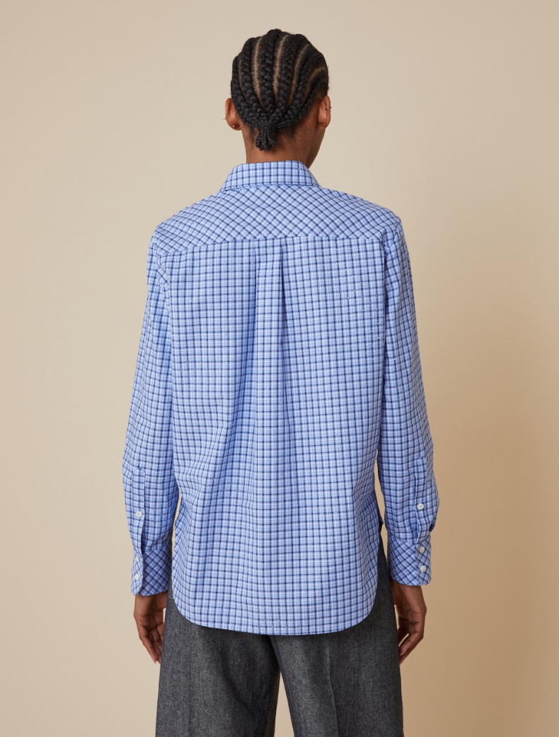 Cotton shirt with microstud detail - DEEP BLUE - pennyblack