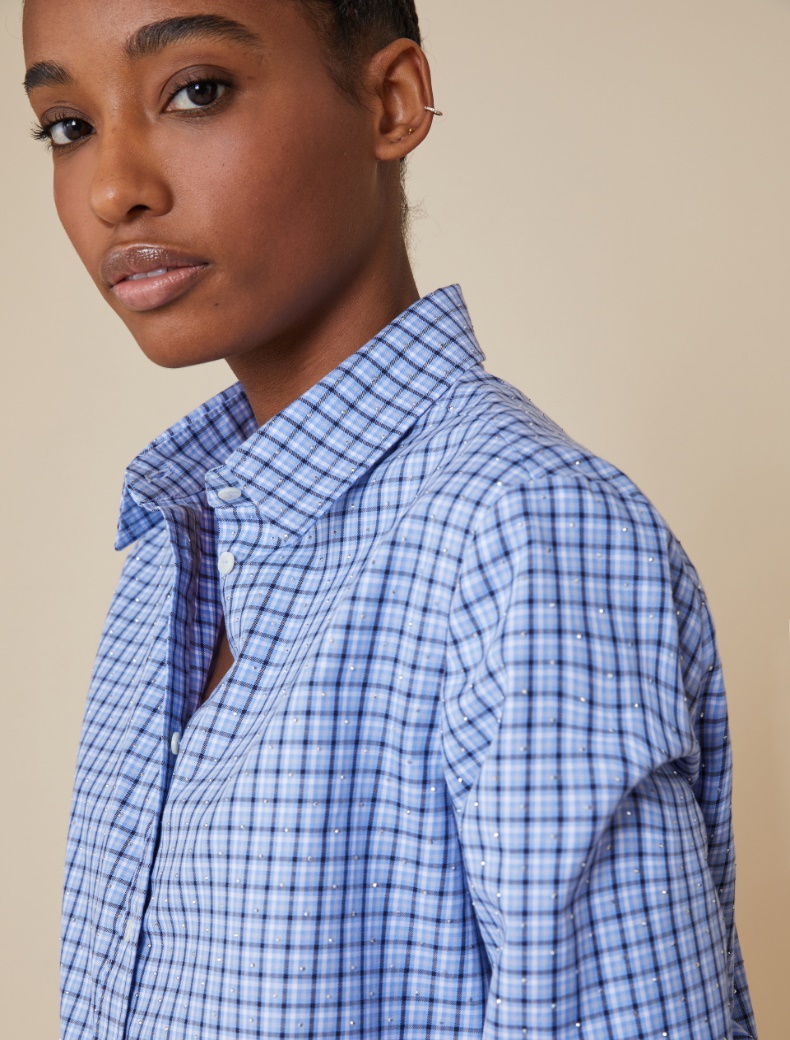 Cotton shirt with microstud detail - DEEP BLUE - pennyblack