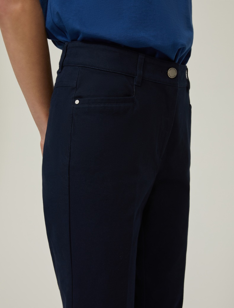 Stretch cotton mini flare trousers - NAVY - pennyblack