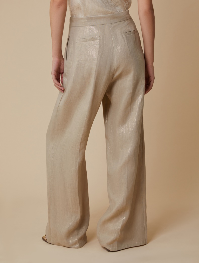 Wide-fit laminated linen trousers - GOLD - pennyblack