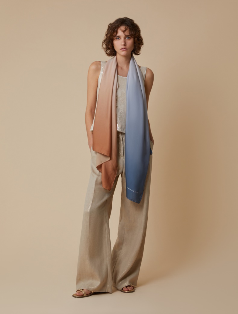 Wide-fit laminated linen trousers - GOLD - pennyblack