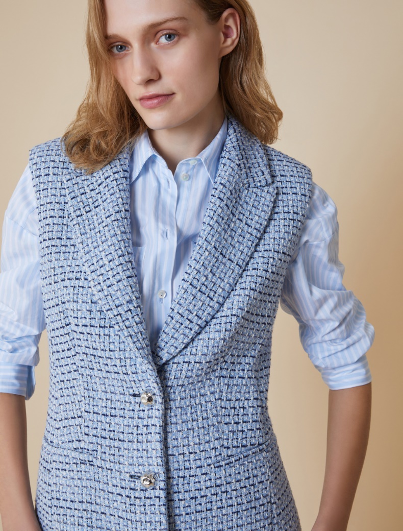 Basketweave gilet blazer - NAVY - pennyblack