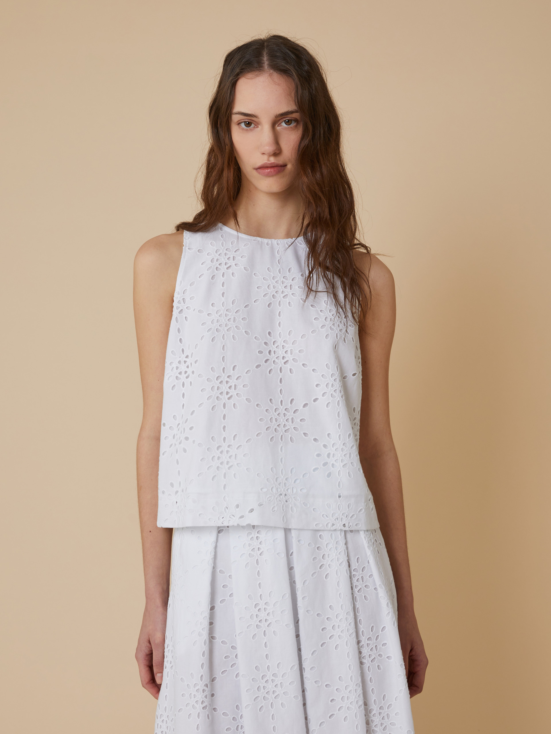 Broderie anglaise top - WOOL WHITE - pennyblack
