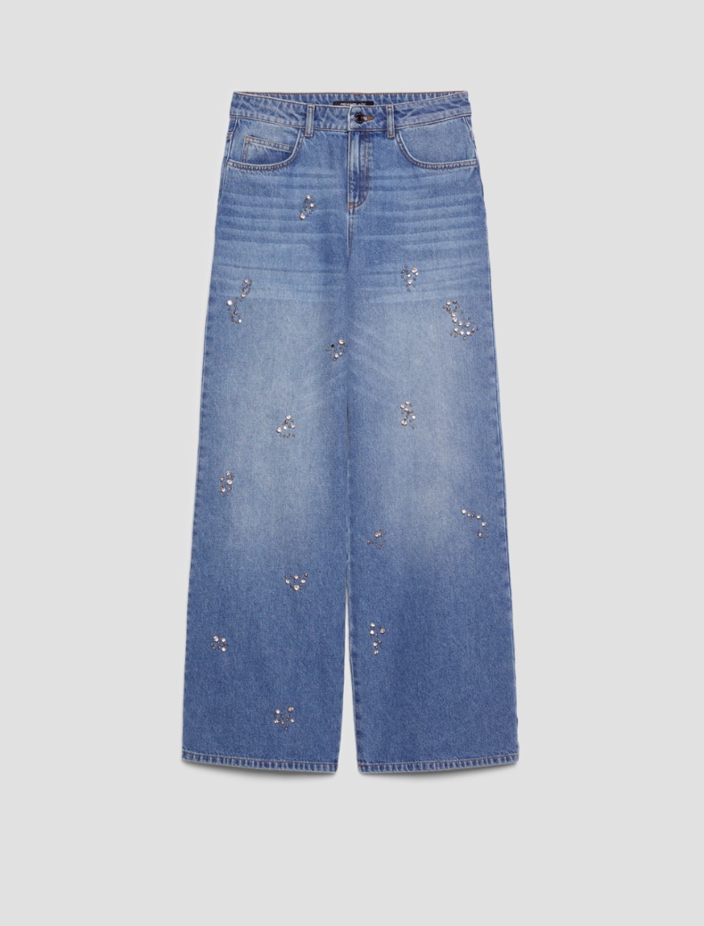 Wide-fit jewel-embroidered jeans - NAVY - pennyblack