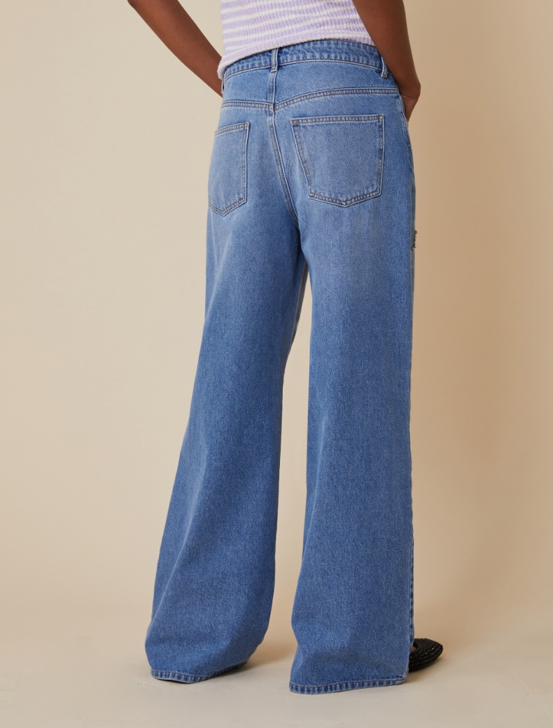 Wide-fit jewel-embroidered jeans - NAVY - pennyblack