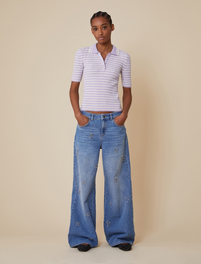 Wide-fit jewel-embroidered jeans - NAVY - pennyblack