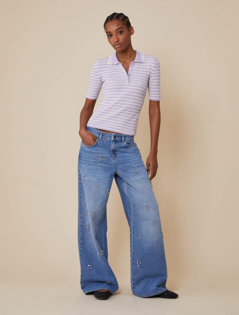 Wide-fit jewel-embroidered jeans - NAVY - pennyblack