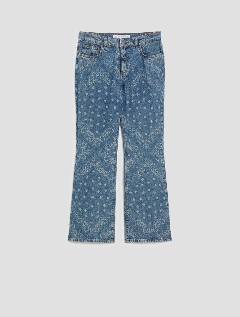 Bandana-patterned flared jeans - BLUE JEANS - pennyblack