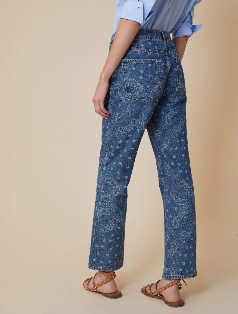 Bandana-patterned flared jeans - BLUE JEANS - pennyblack
