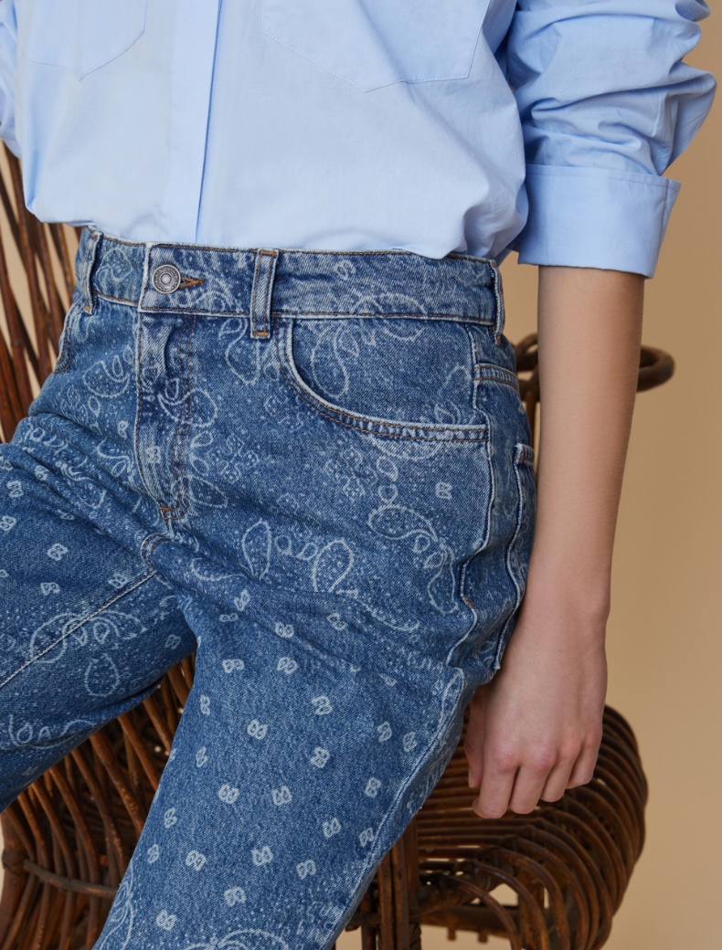 Bandana-patterned flared jeans - BLUE JEANS - pennyblack