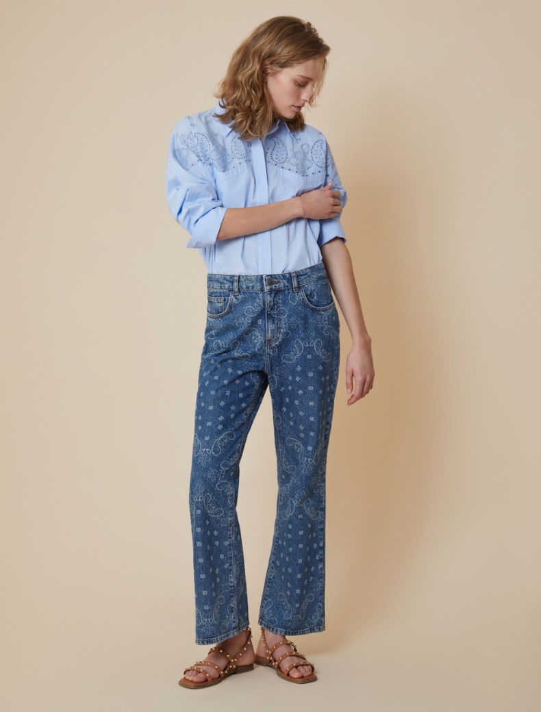 Bandana-patterned flared jeans - BLUE JEANS - pennyblack