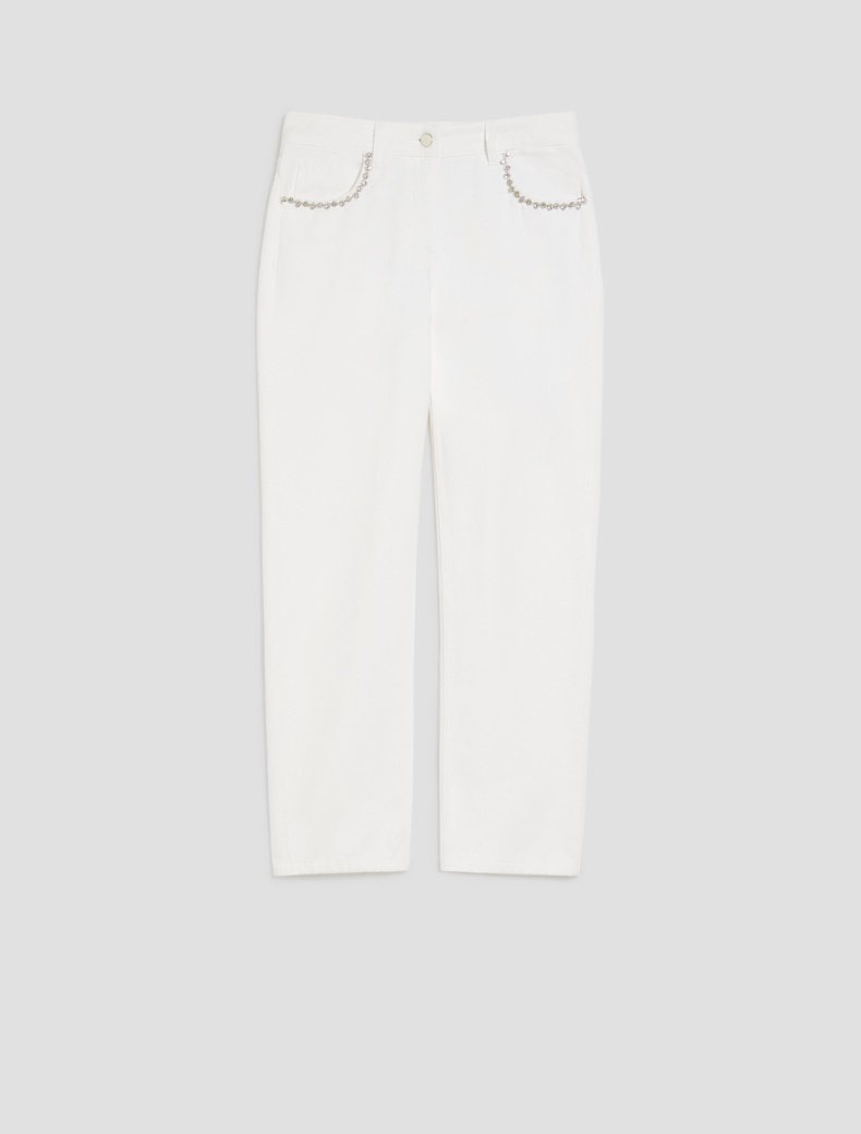 Regular-fit rhinestone jeans - WHITE - pennyblack