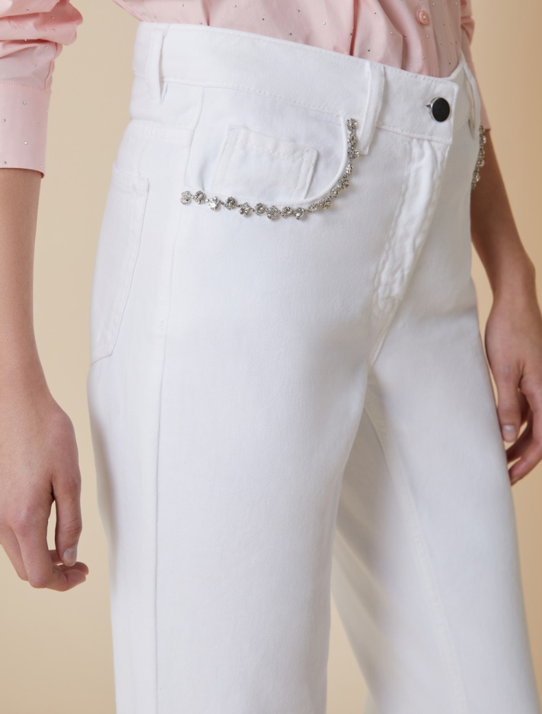 Regular-fit rhinestone jeans - WHITE - pennyblack
