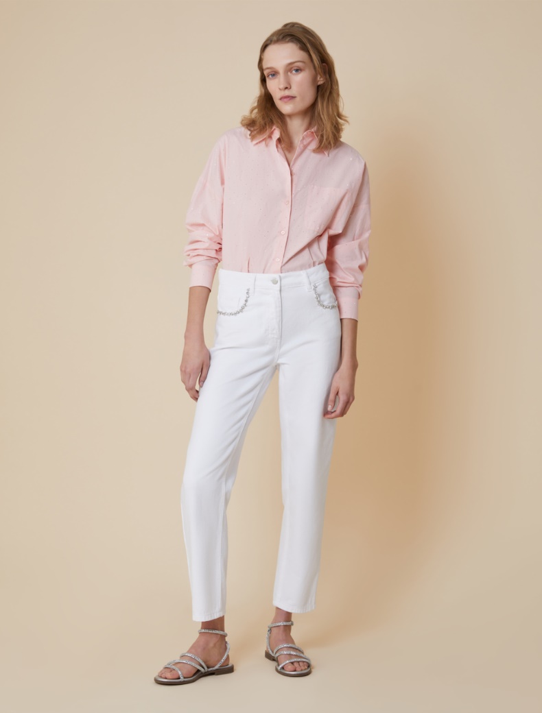 Regular-fit rhinestone jeans - WHITE - pennyblack