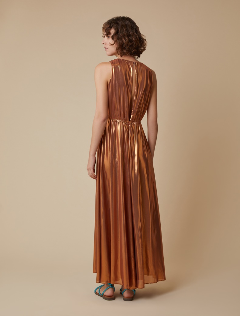 Laminated georgette dress - BRONZE - pennyblack