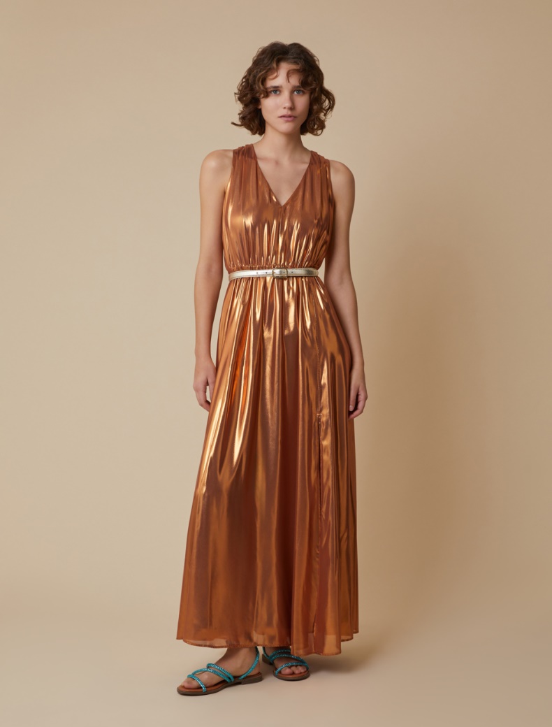 Laminated georgette dress - BRONZE - pennyblack