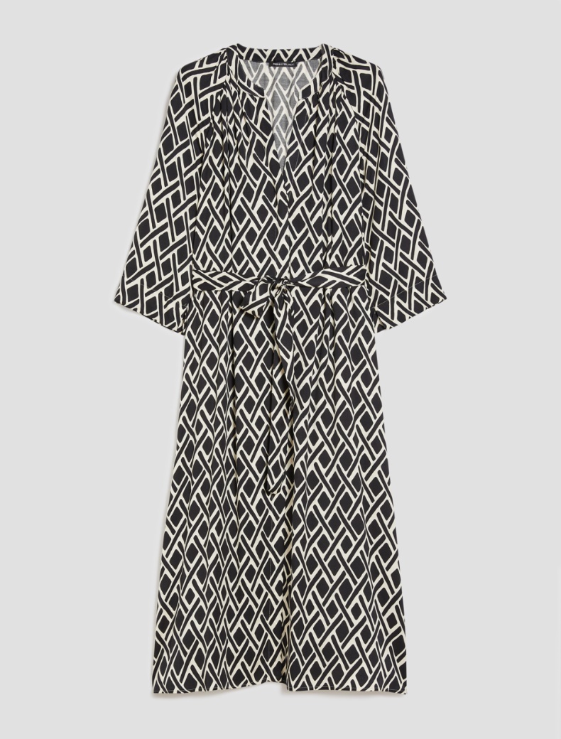 Patterned twill shirt dress - BLACK - pennyblack