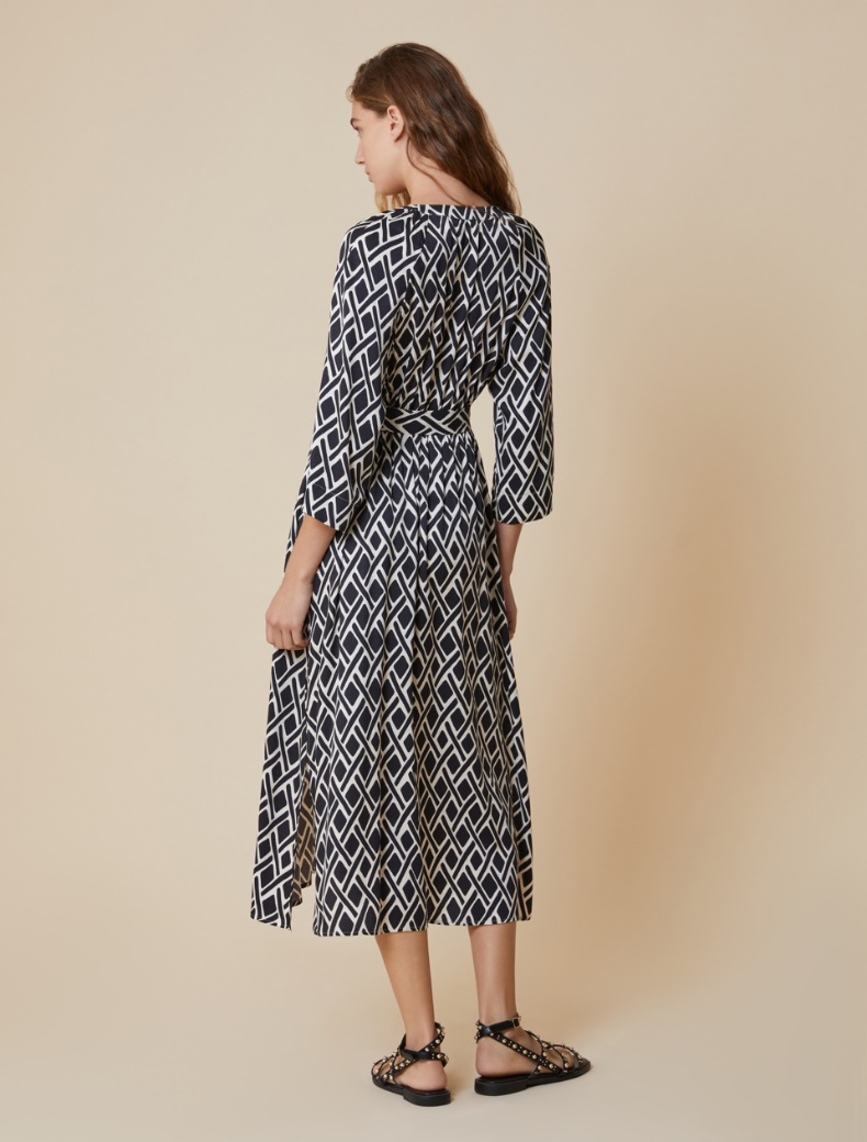 Patterned twill shirt dress - BLACK - pennyblack