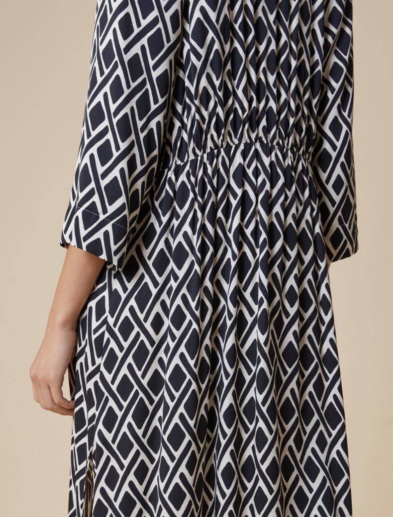 Patterned twill shirt dress - BLACK - pennyblack
