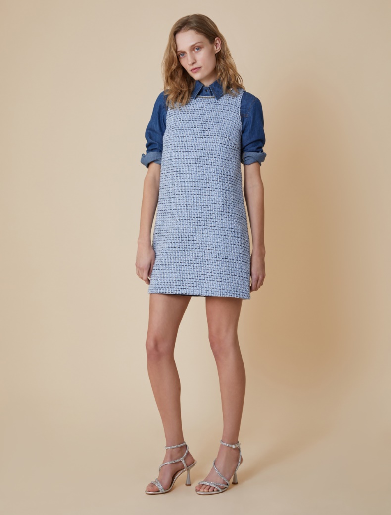 Basketweave A-line dress - NAVY - pennyblack