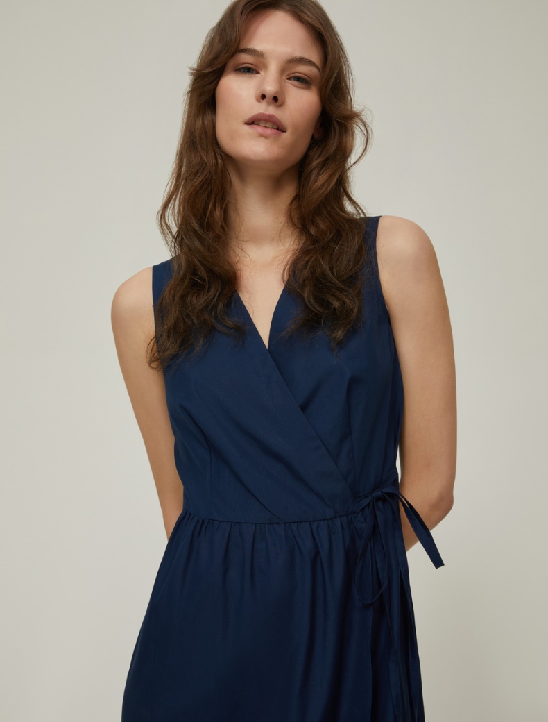 Cotton poplin wrap dress - NAVY - pennyblack