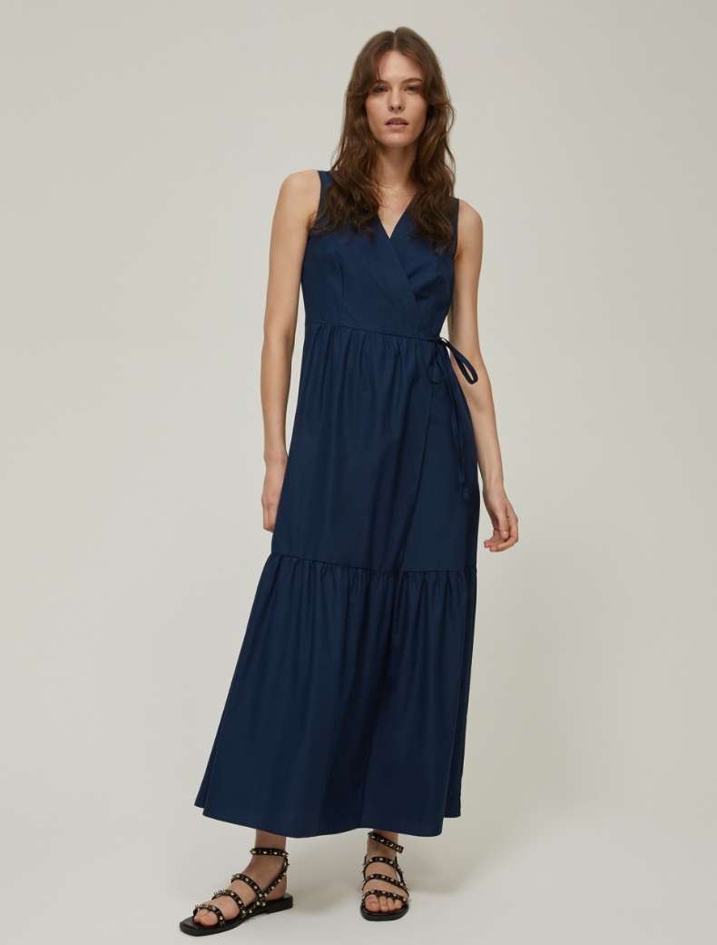 Cotton poplin wrap dress - NAVY - pennyblack