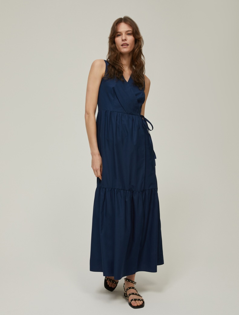 Cotton poplin wrap dress - NAVY - pennyblack