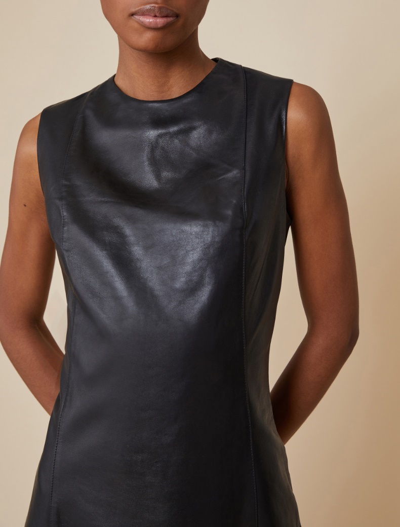 Soft leather sheath dress - BLACK - pennyblack