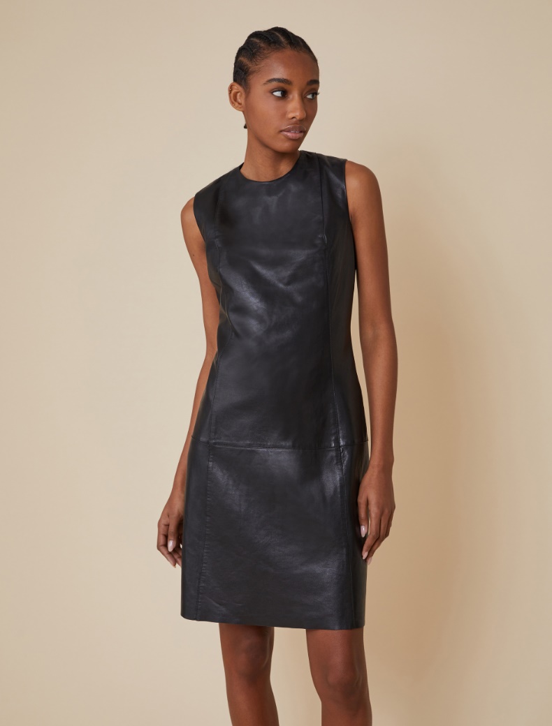 Soft leather sheath dress - BLACK - pennyblack