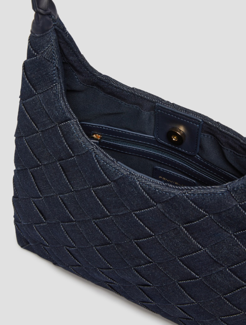 Woven fabric hobo bag - BLUE JEANS - pennyblack