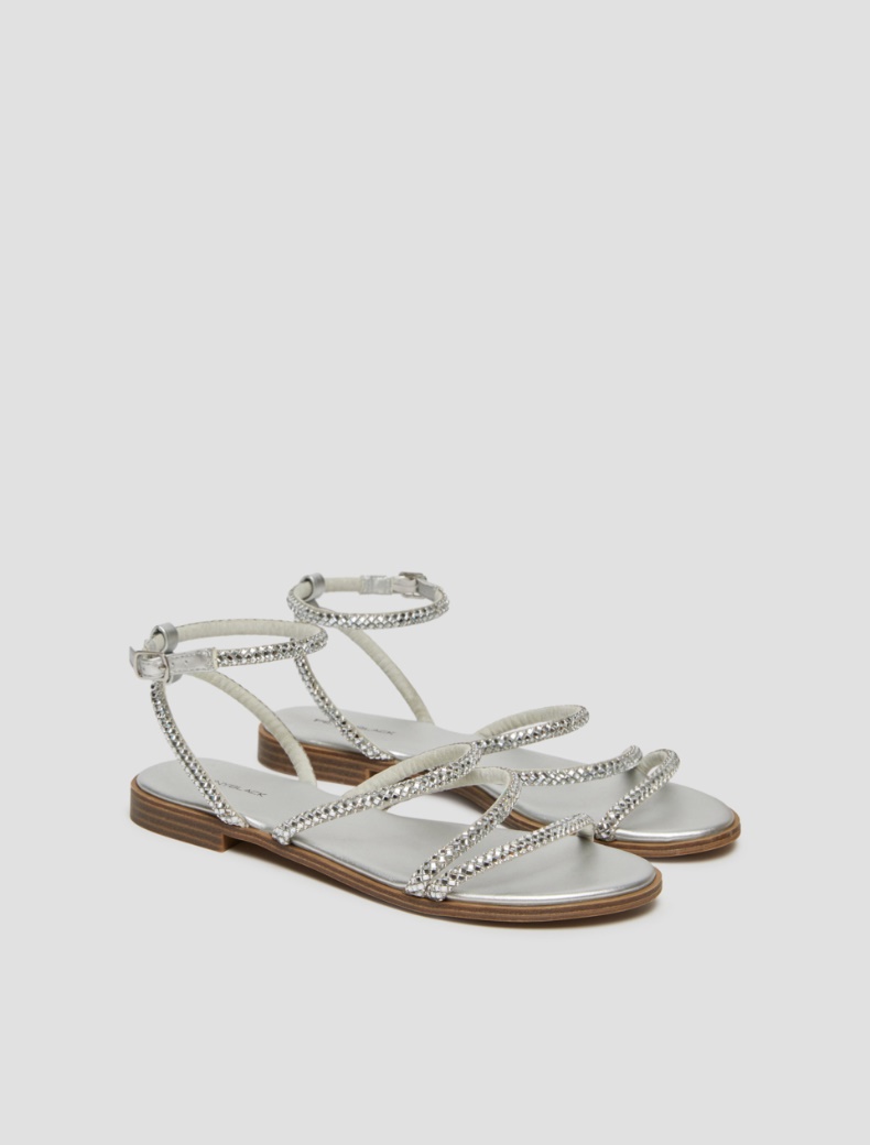 Flat rhinestone sandals - SILVER - pennyblack