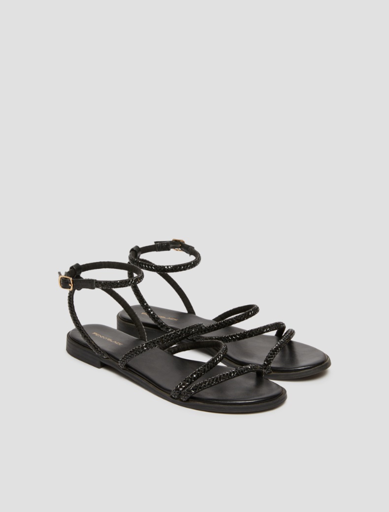 Flat rhinestone sandals - BLACK - pennyblack