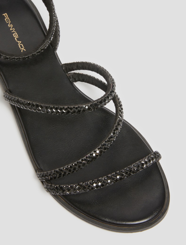 Flat rhinestone sandals - BLACK - pennyblack