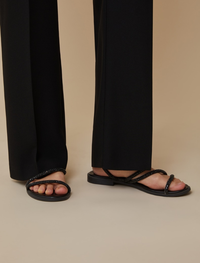 Flat rhinestone sandals - BLACK - pennyblack