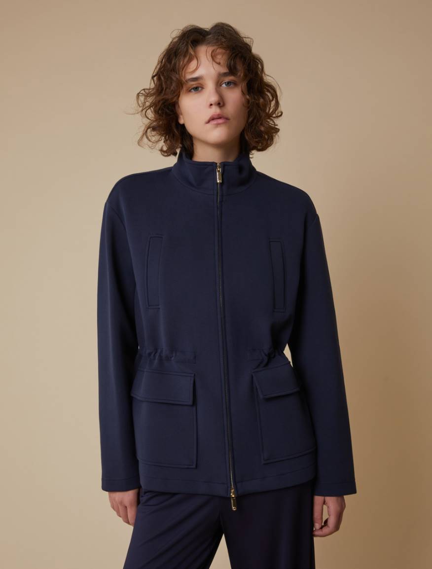 YENN DOUBLE FACE CAPE JACKET ダークネイビー Double-face 3-in-1 Cape in Carded Wool GREY Woman