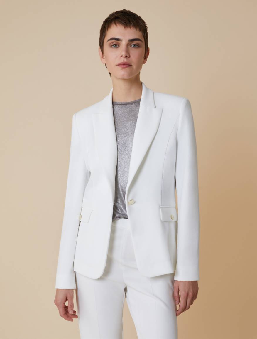 Slim-fit crepe jersey blazer, white | Pennyblack