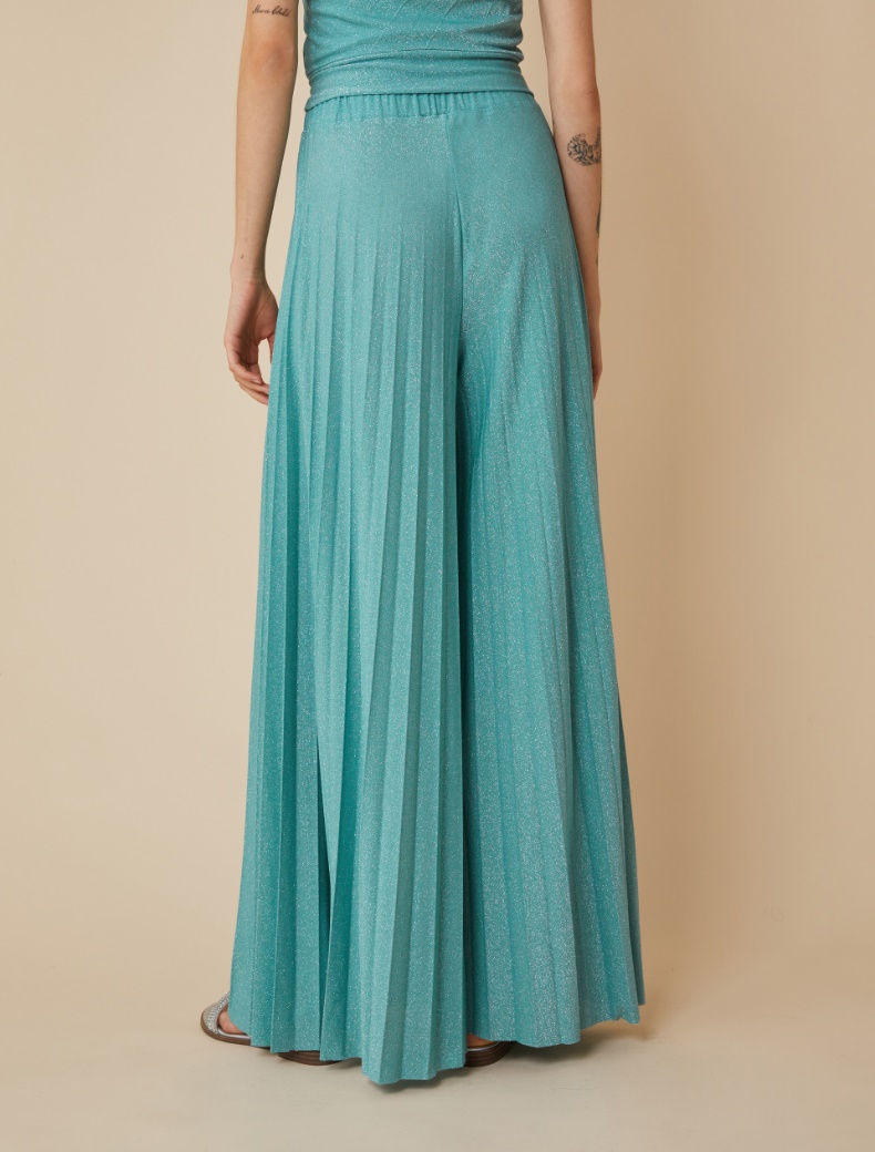 Wide-fit lurex jersey trousers - WATER GREEN - pennyblack