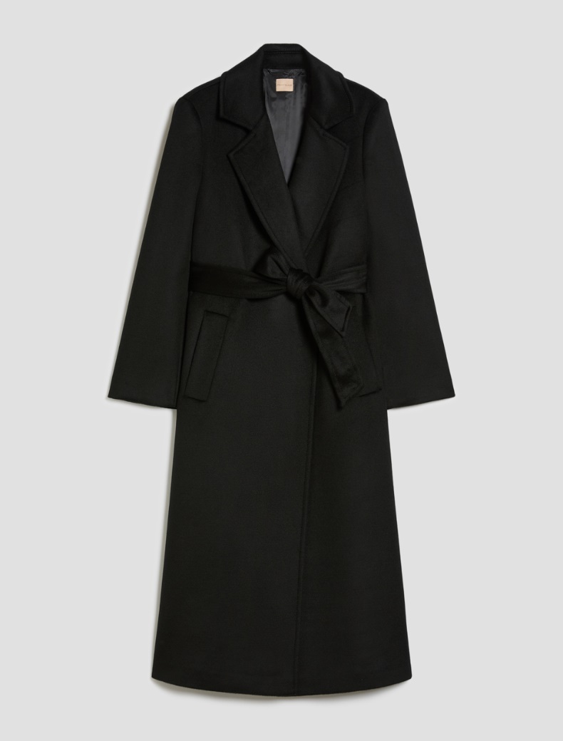 Wool broadcloth midi coat - BLACK - pennyblack