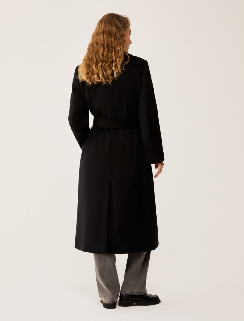 Wool broadcloth midi coat - BLACK - pennyblack