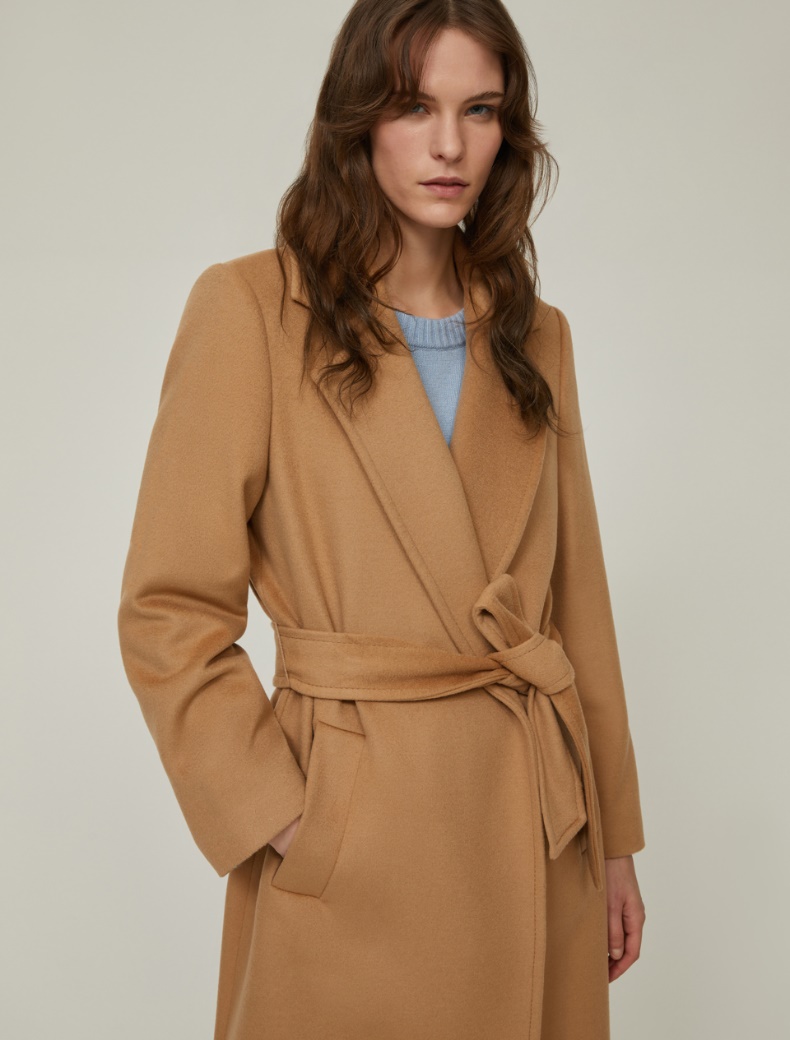 Wool broadcloth midi coat - CAMEL - pennyblack