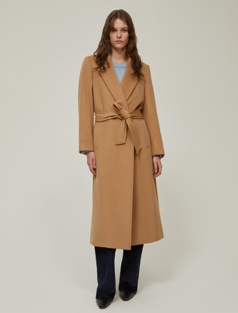 Wool broadcloth midi coat - CAMEL - pennyblack