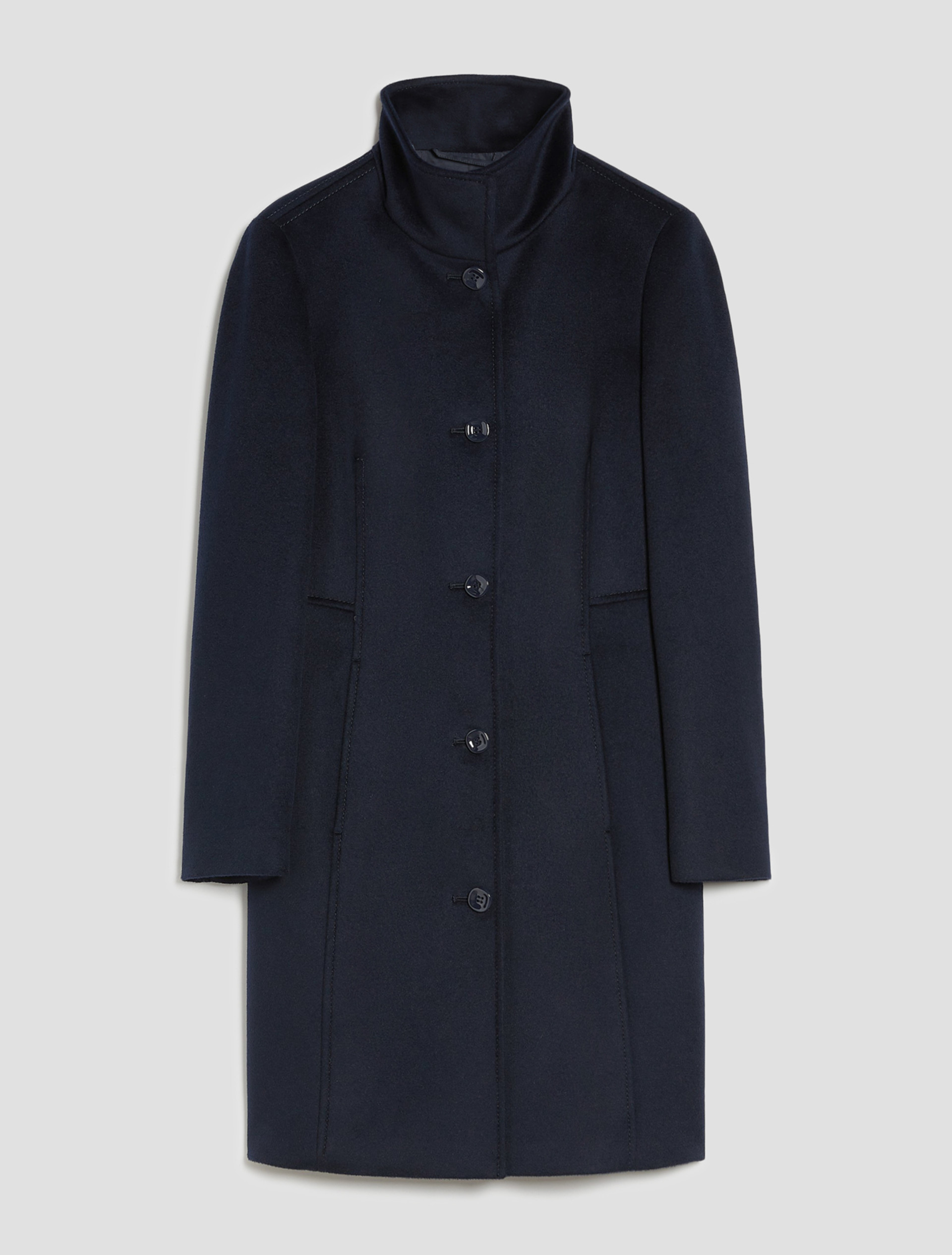 Slim-fit wool broadcloth coat - NAVY - pennyblack