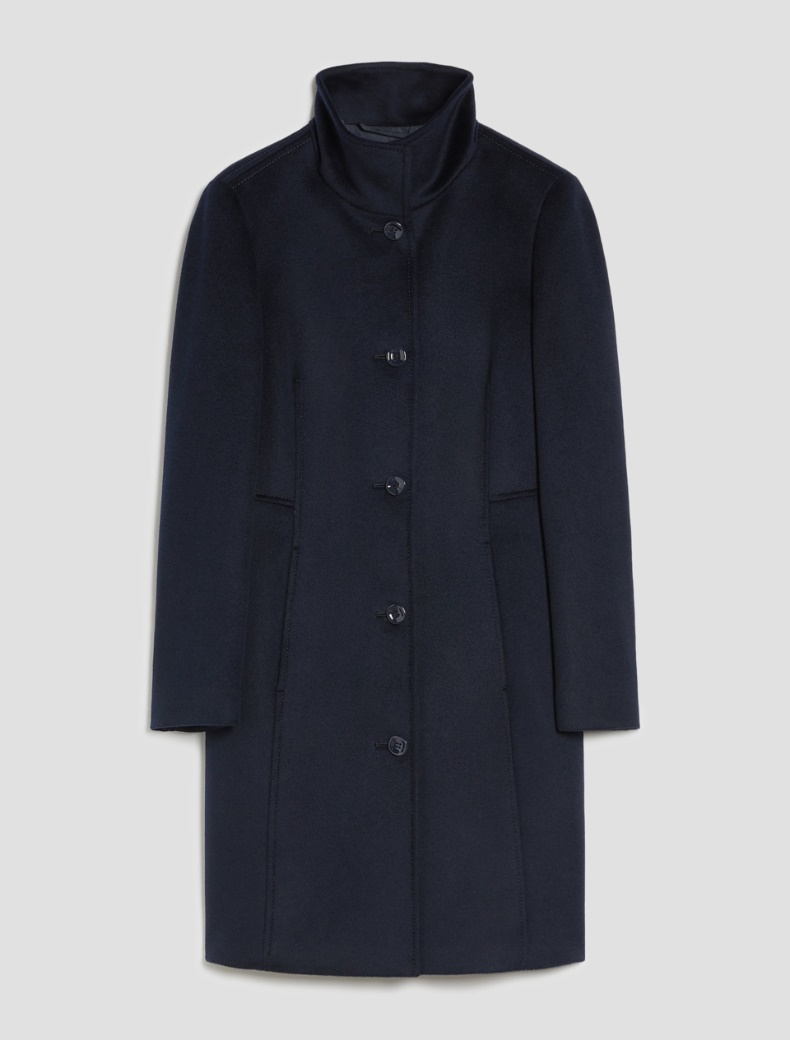 Slim-fit wool broadcloth coat - NAVY - pennyblack