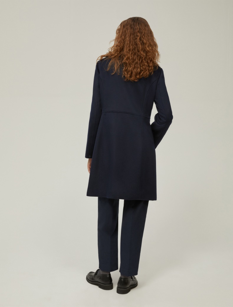 Slim-fit wool broadcloth coat - NAVY - pennyblack