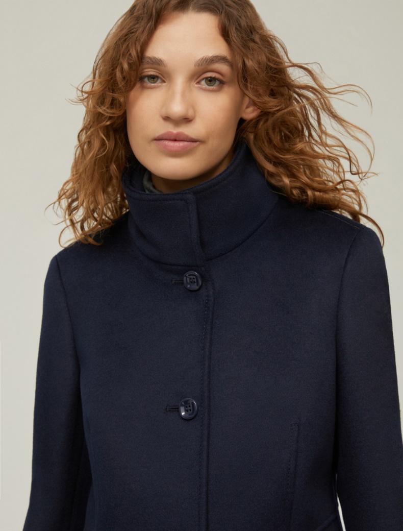 Slim-fit wool broadcloth coat - NAVY - pennyblack