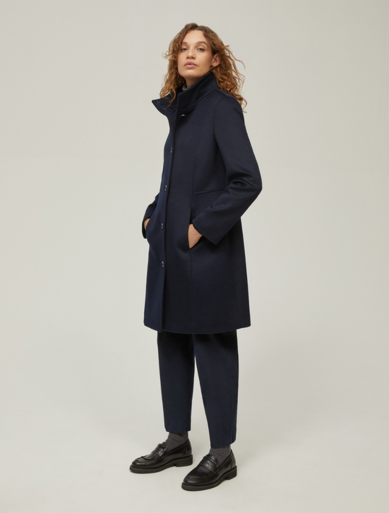 Slim-fit wool broadcloth coat - NAVY - pennyblack